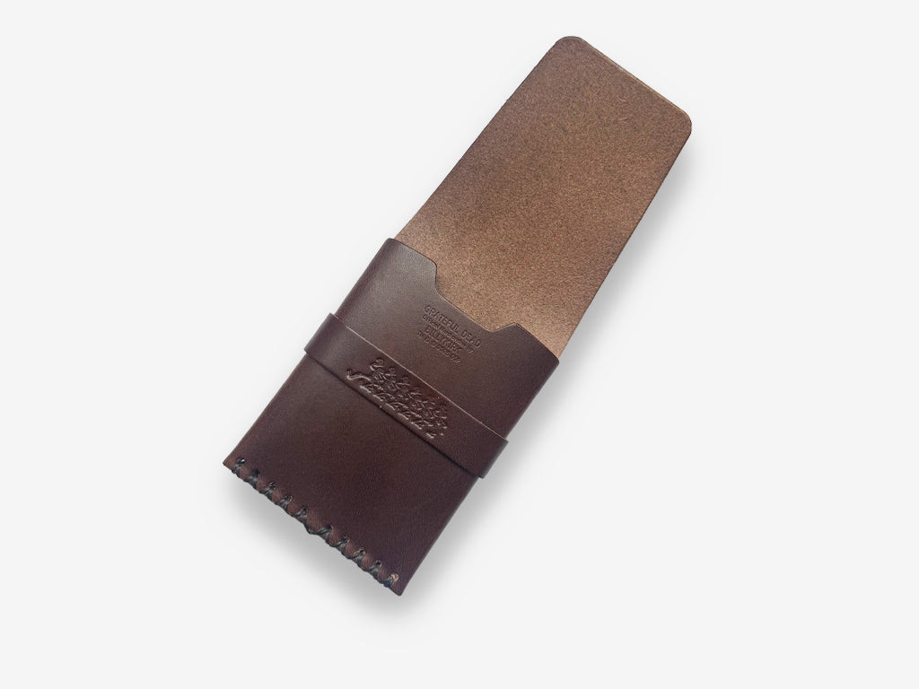 No. 155-GD Card Case with Flap Skel, Dark Brown