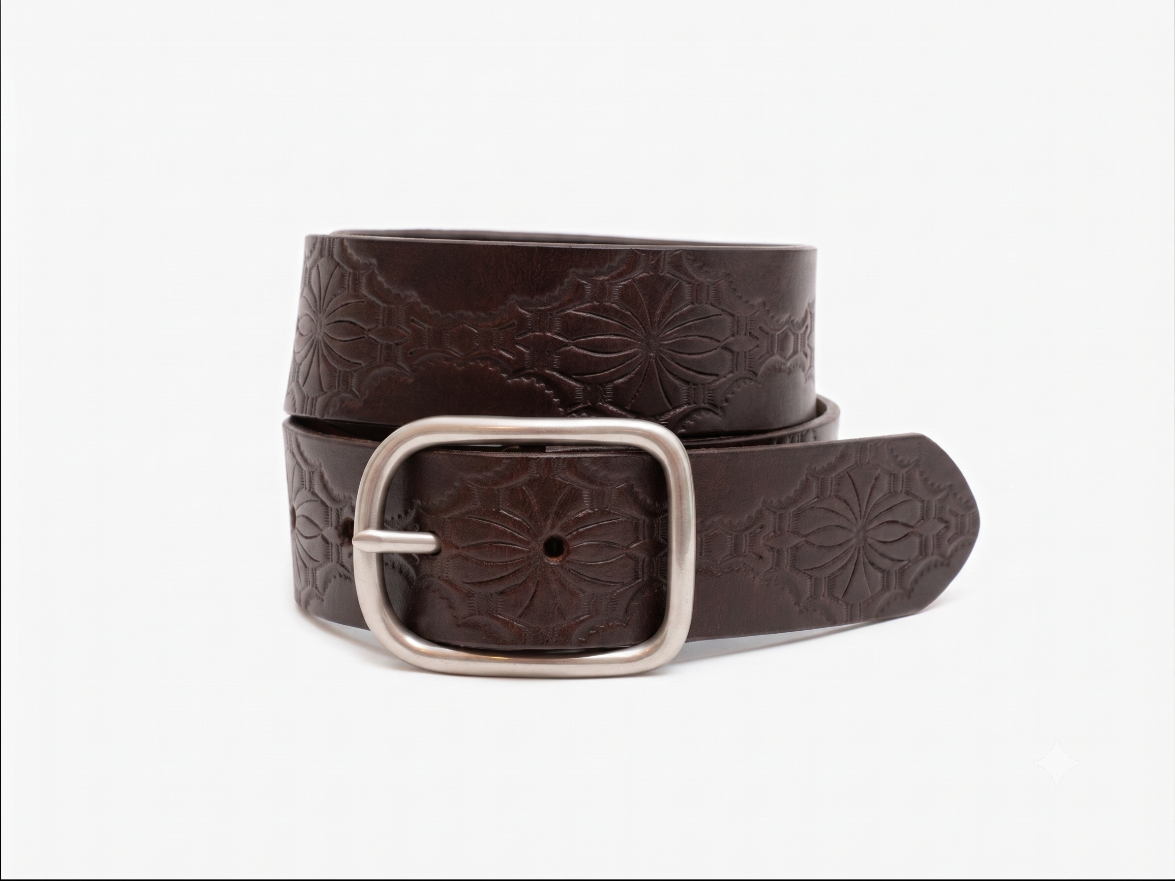 No. 288 Western Debossed Center Bar Belt, Dark Brown