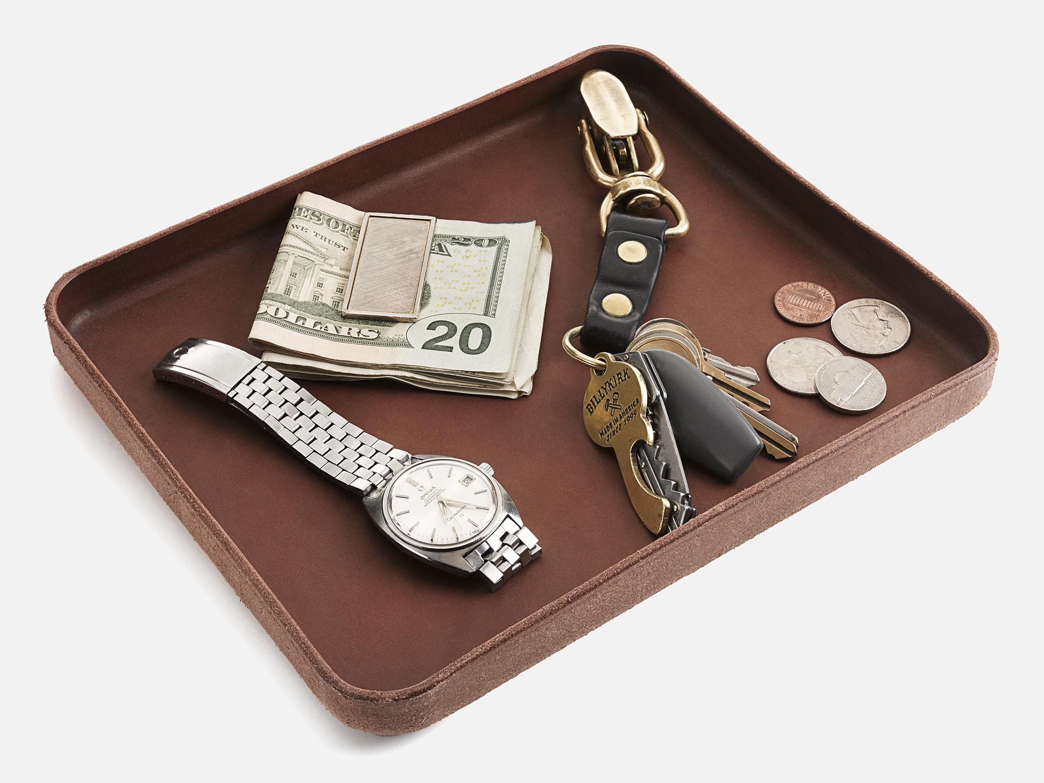 No. 471-GD Large Leather Valet Tray Smile, Brown